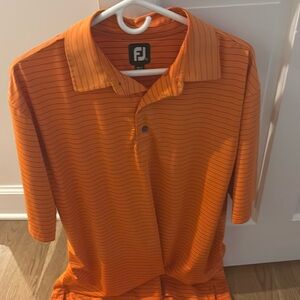 Orange with navy stripes polo